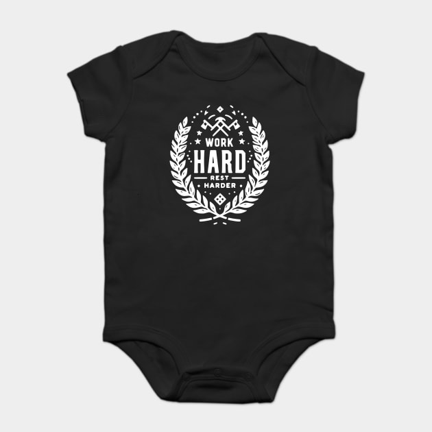 Work Hard Rest Harder Baby Bodysuit by Frank Ring